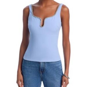 Aqua Blue Embellished Bustier Tank Top